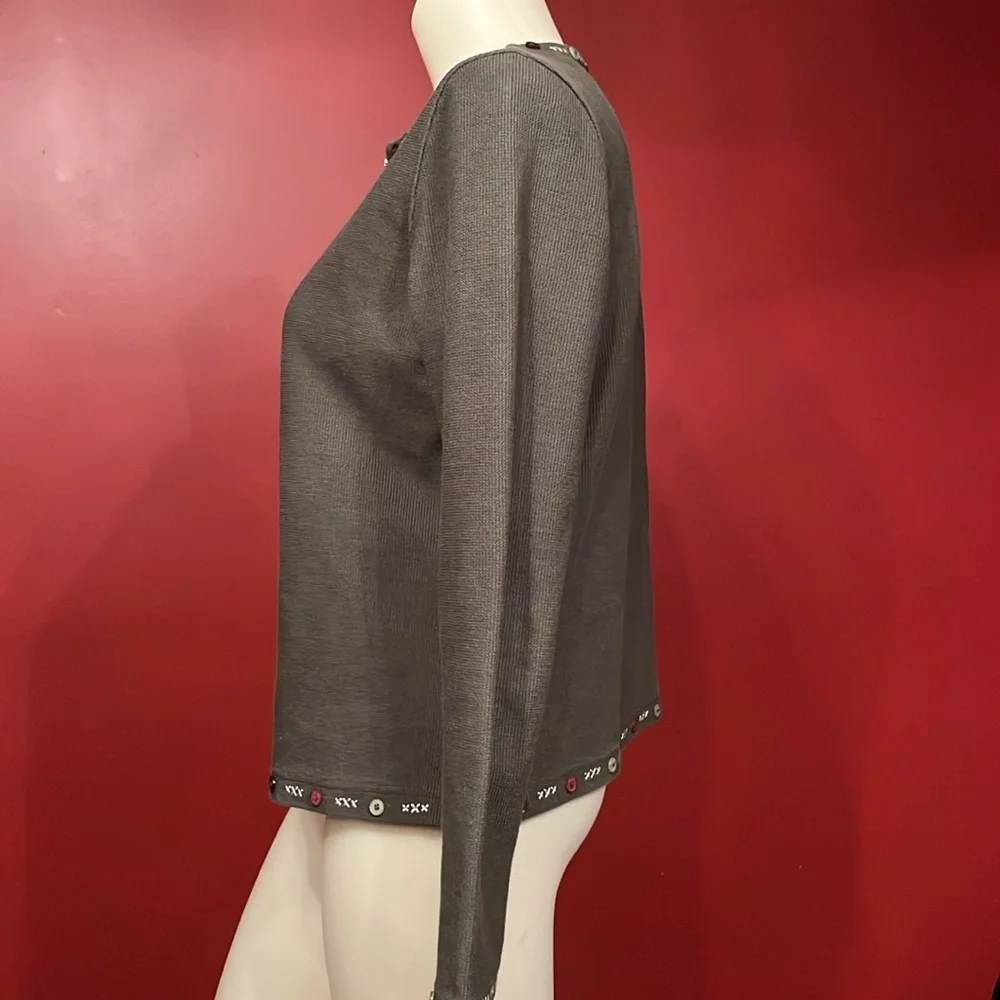 EUC Christopher & Banks olive green for zip cardigan - Picture 6 of 14